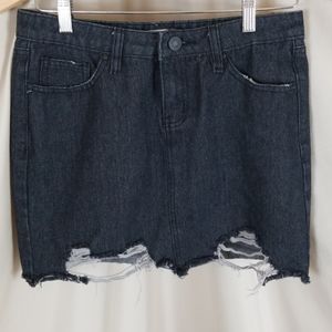 Refuge Distressed Denim Skirt